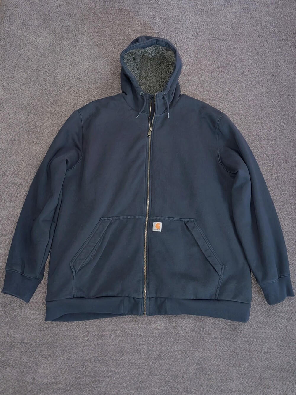 Carhartt Rain Defender Rockland Sherpa-Lined Hoodie Navy Mens 3XL TALL - Picture 2 of 7